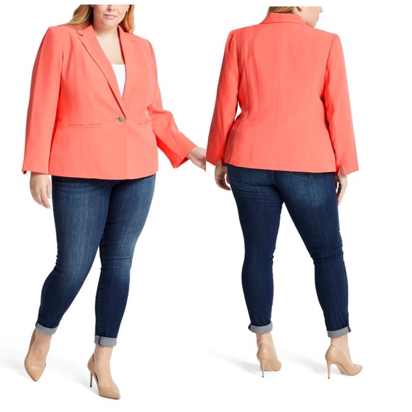 KASPER ONE BUTTON PANEL SEAMED BLAZER - Picture 4 of 4